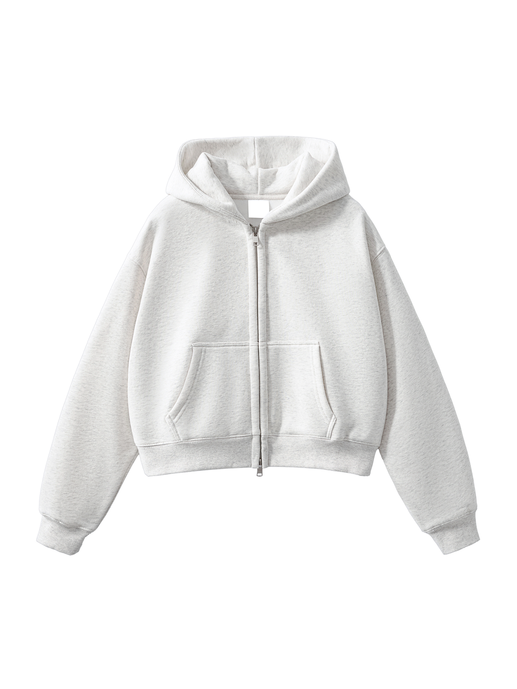 Fleeced Zip-Up Cropped Hoodie